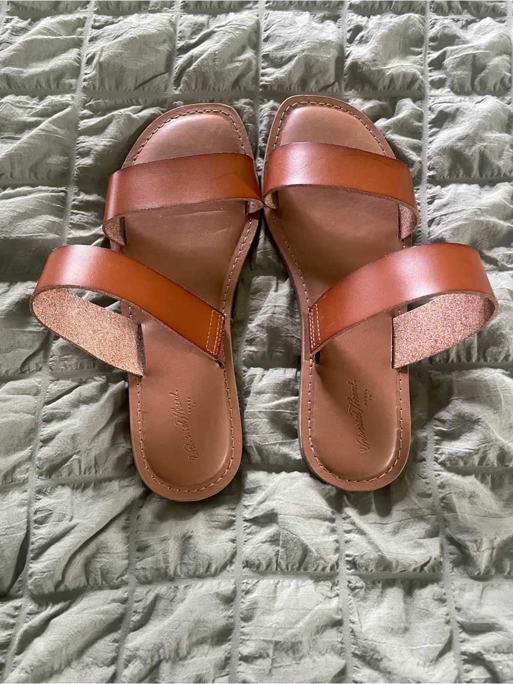 Universal Thread Brown Double-Strap Slide Sandals